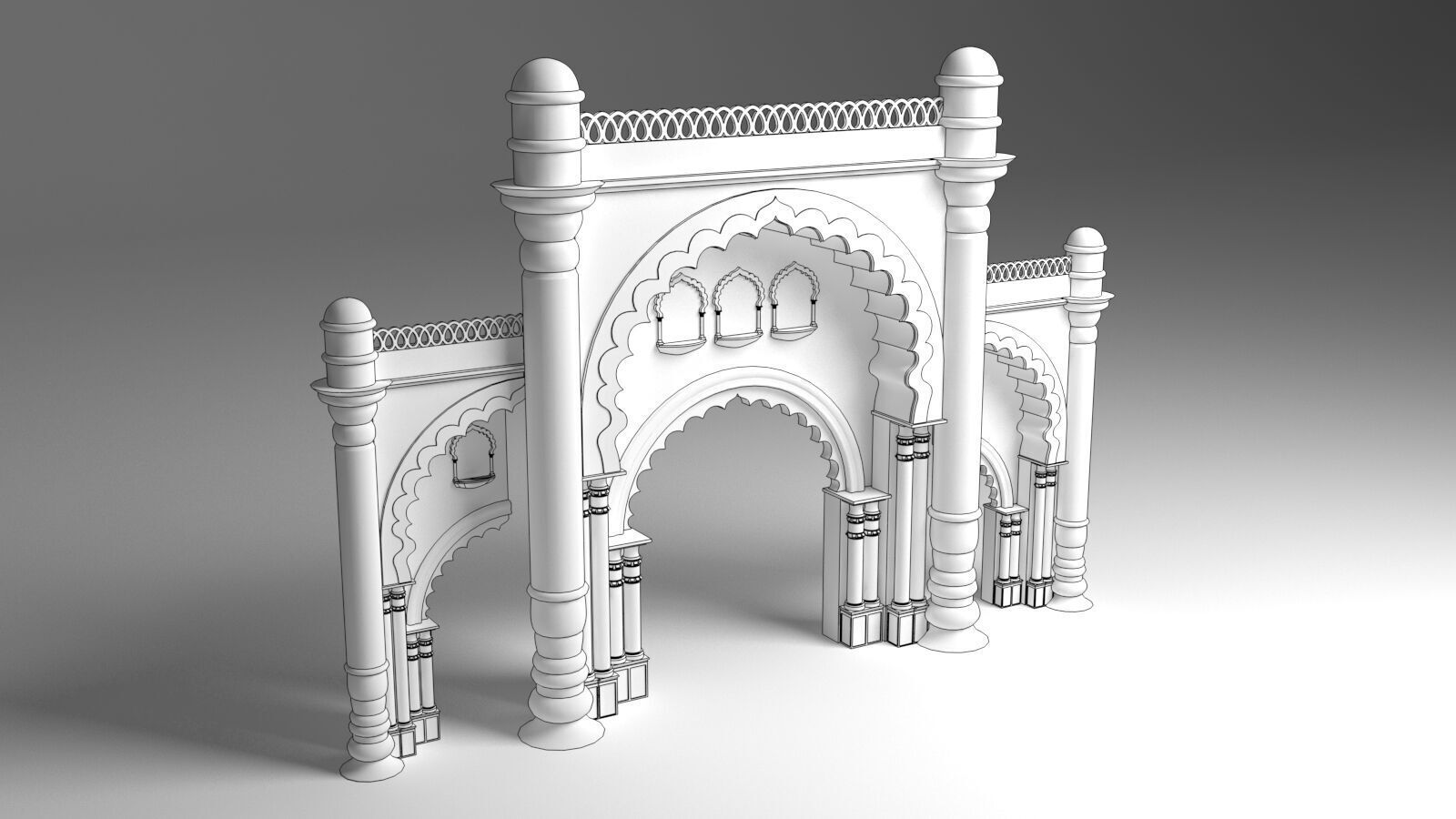 Indian Palace Entry Gate 3D model_1