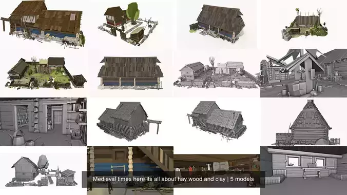 Medieval times here its all about hay wood and clay 3D Model Collection