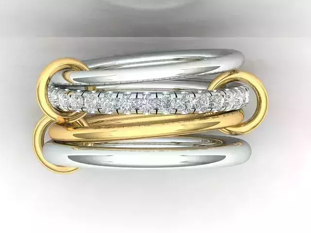 Diamond Pave Multi Layer Ring and Connector Ring