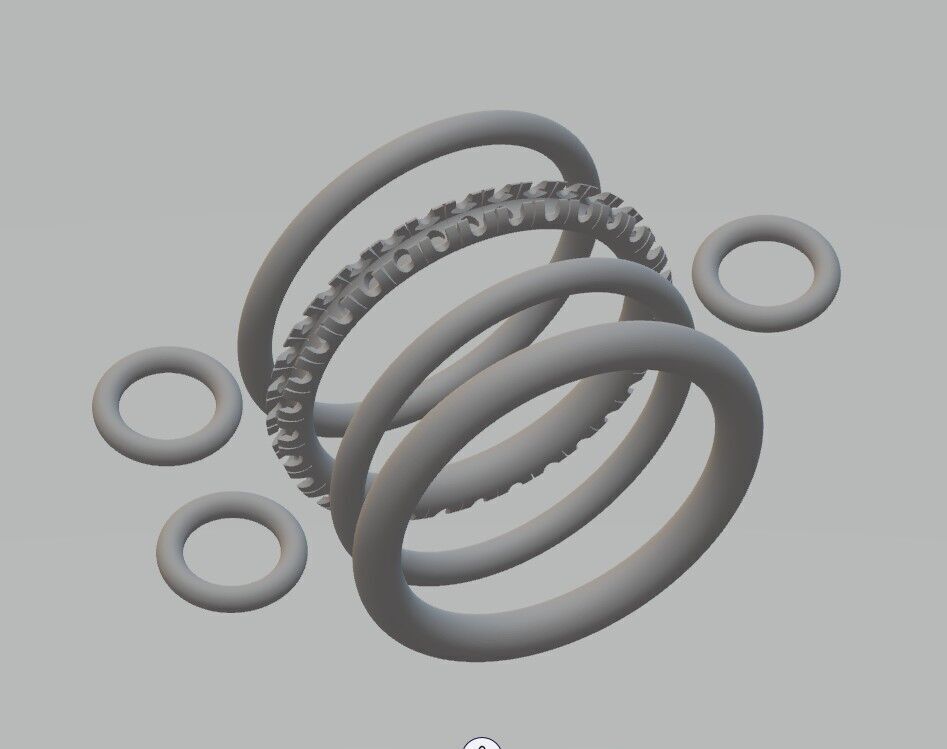 Diamond Pave Multi Layer Ring and Connector Ring 3D print model_9