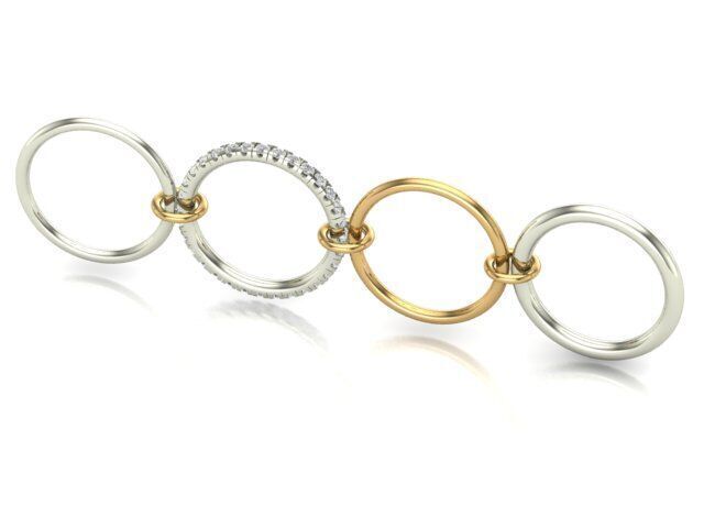 Diamond Pave Multi Layer Ring and Connector Ring 3D print model_5