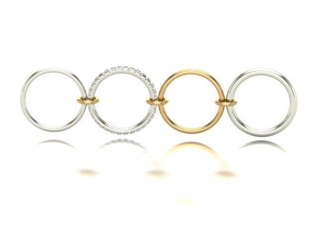 Diamond Pave Multi Layer Ring and Connector Ring 3D print model_6