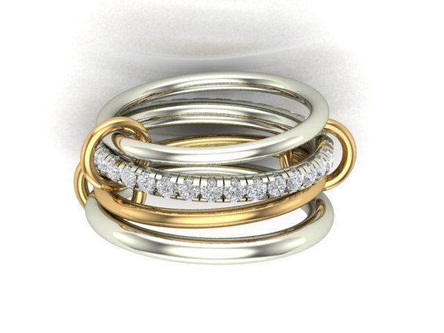 Diamond Pave Multi Layer Ring and Connector Ring 3D print model_4