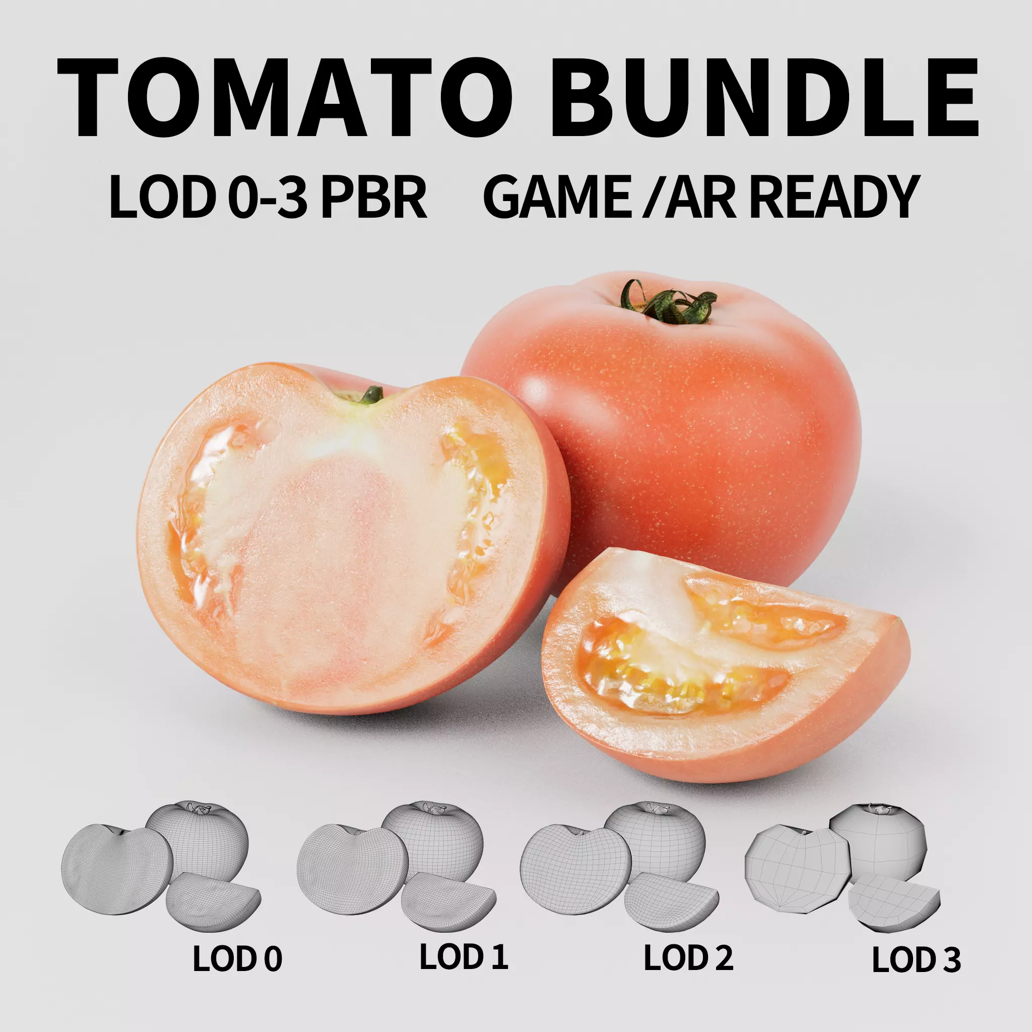 Tomatoes 3D model Bundle Pack Low-poly 3D model_0