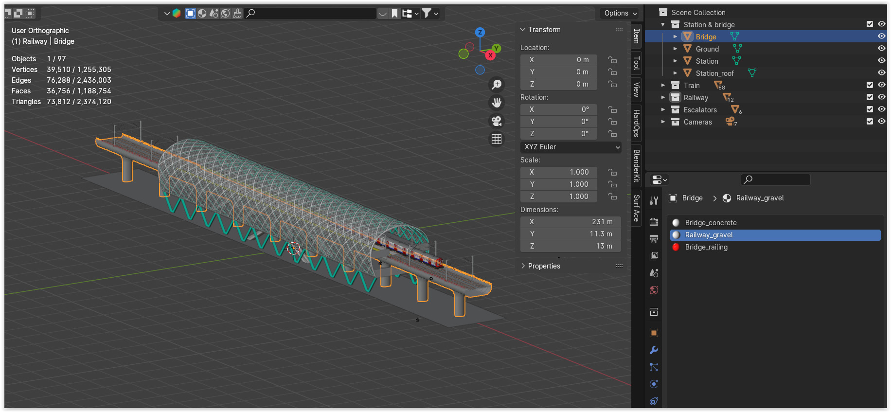 Elevated London metro station 3D model_14