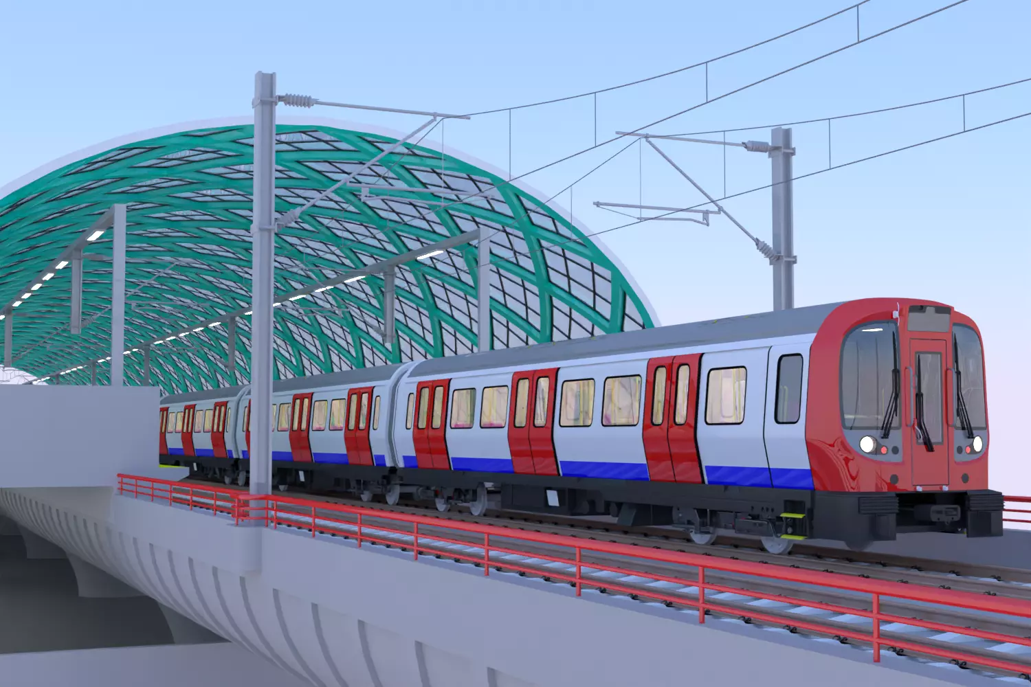 Elevated London metro station 3D model_0