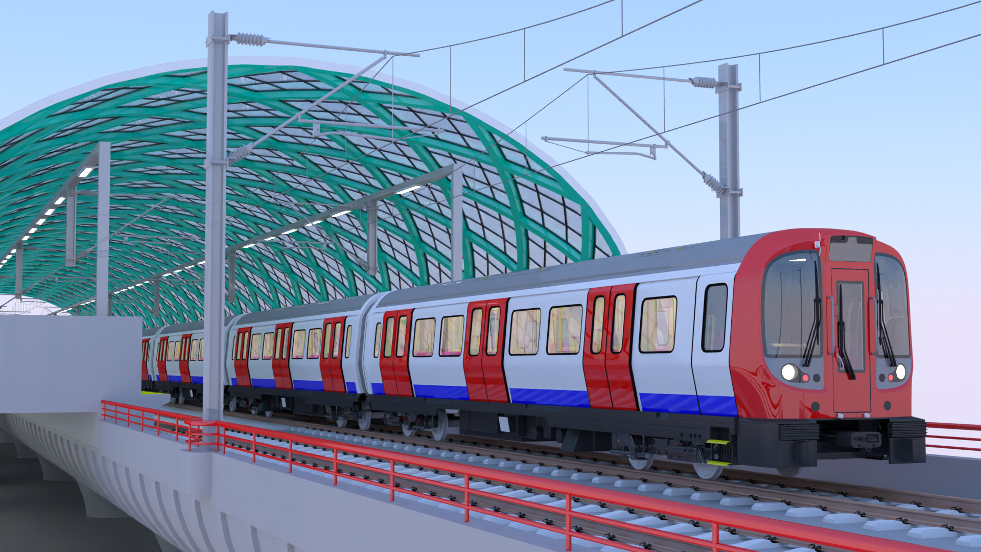 Elevated London metro station 3D model_3
