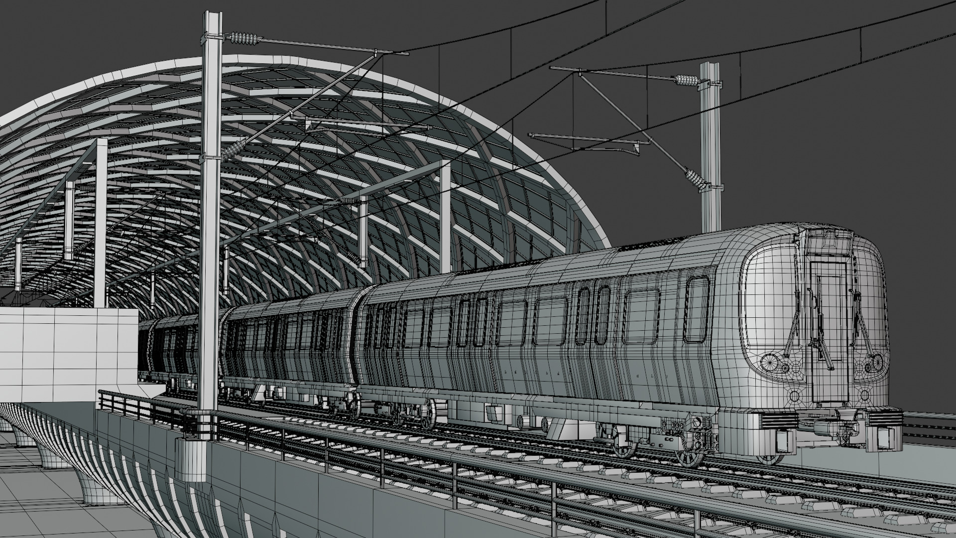 Elevated London metro station 3D model_4