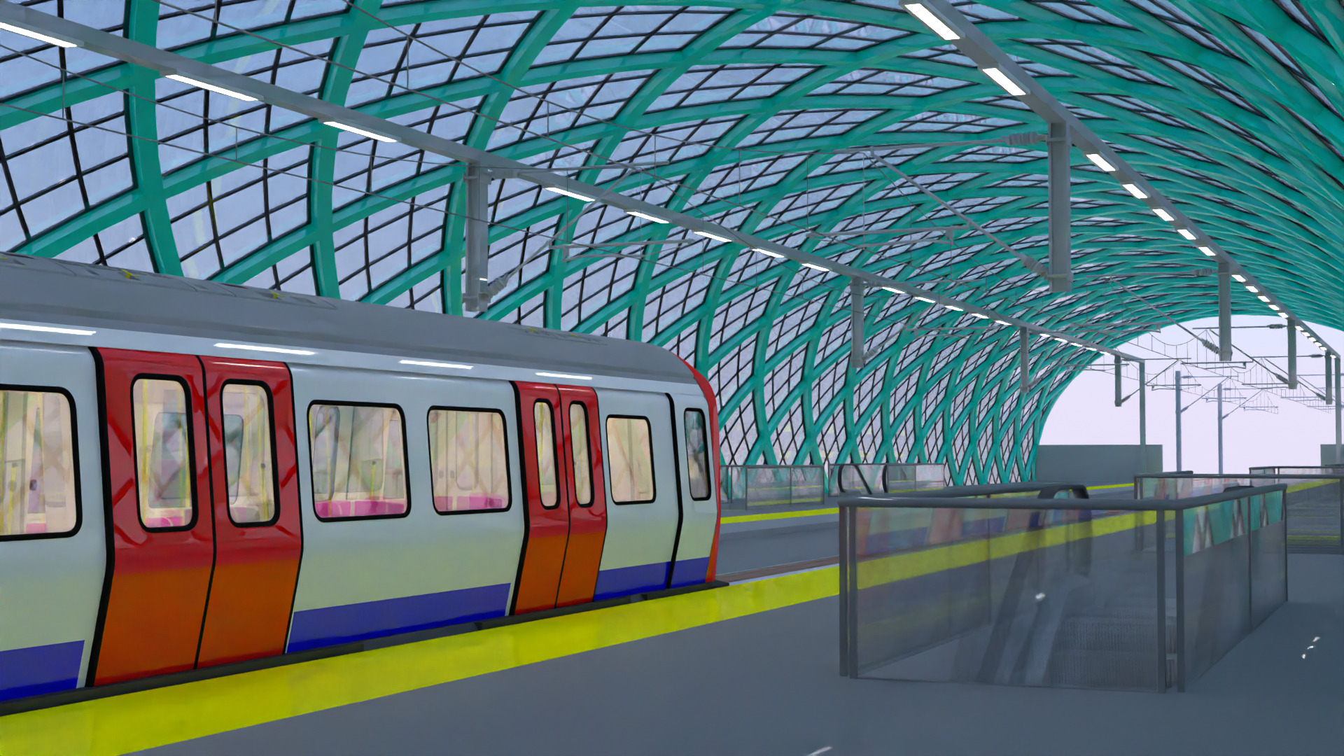 Elevated London metro station 3D model_10