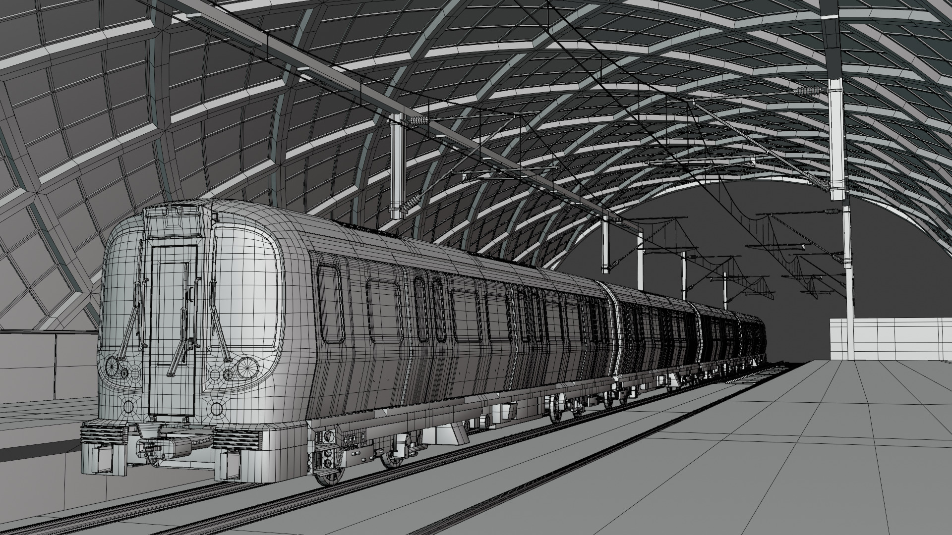 Elevated London metro station 3D model_6