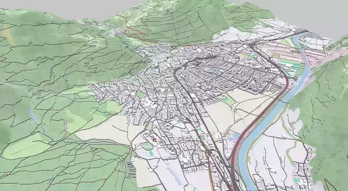 Cityscape Chur Switzerland 3D model