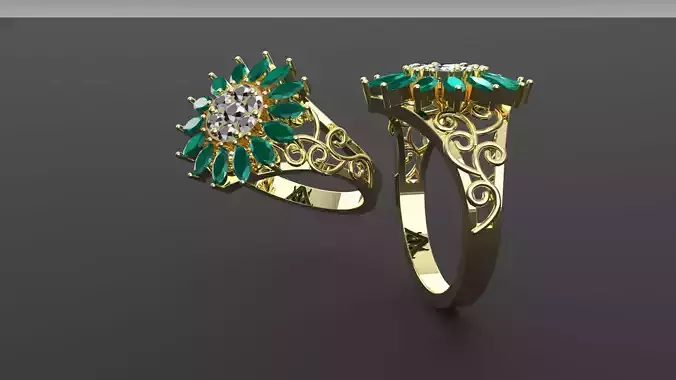 Marquise Ring with Diamond Stones