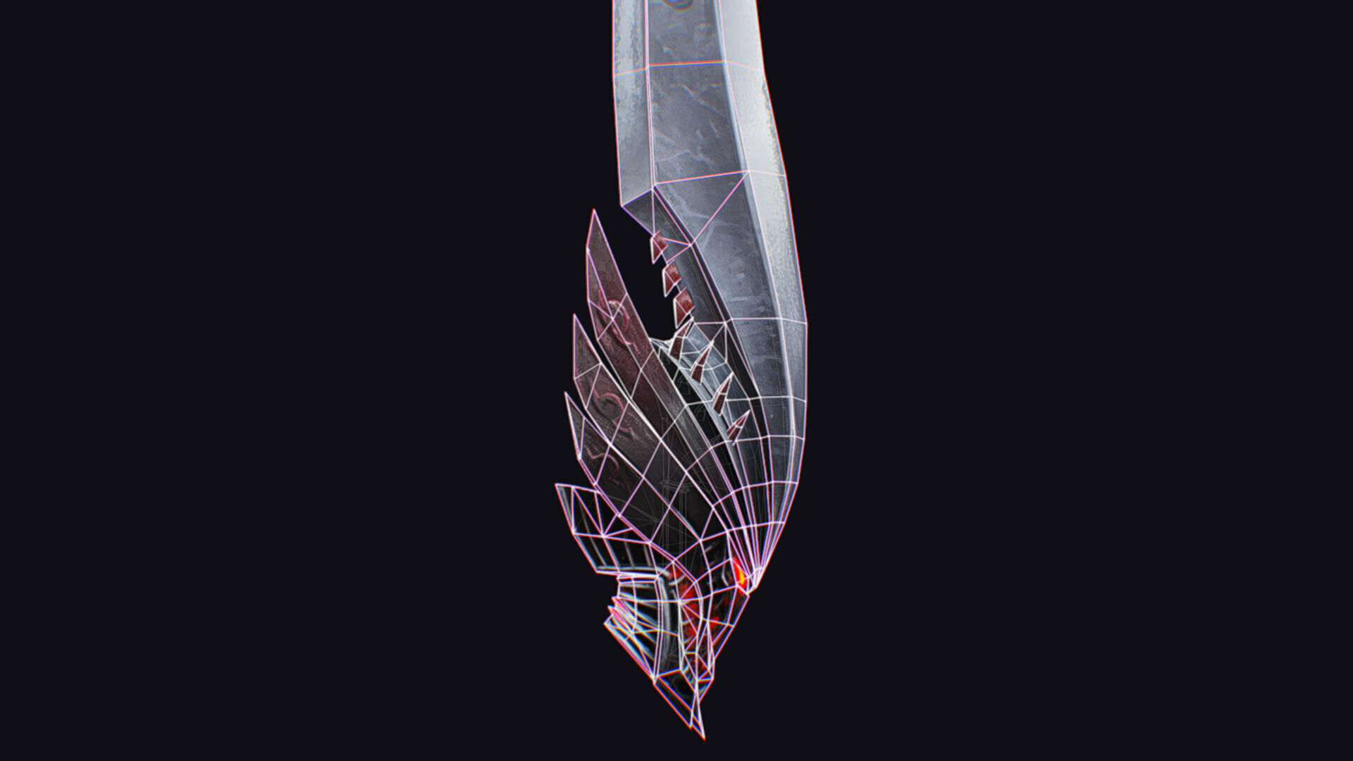 Sword Magical Cutting Fantasy Melee Dagger Iron Blade Saber Low-poly 3D model_14