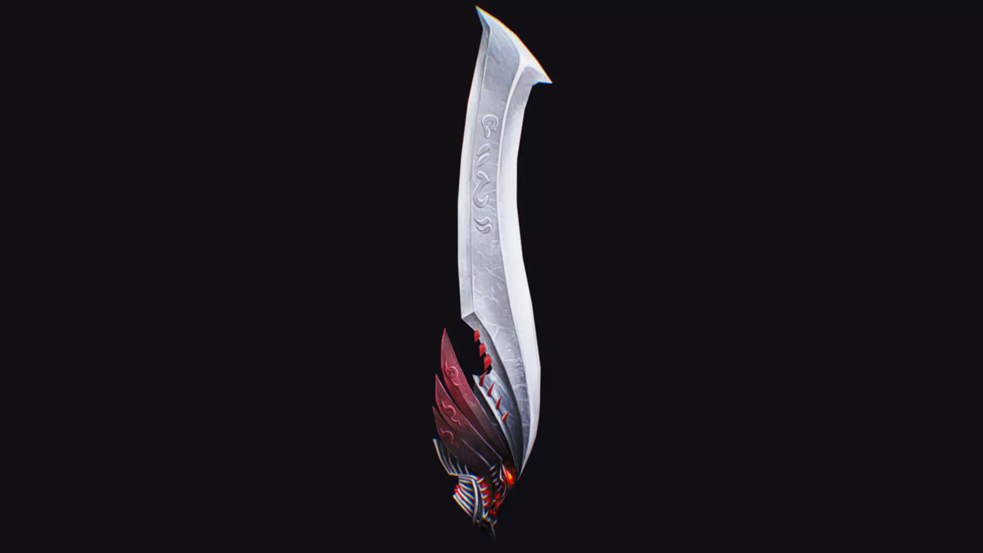 Sword Magical Cutting Fantasy Melee Dagger Iron Blade Saber Low-poly 3D model_0