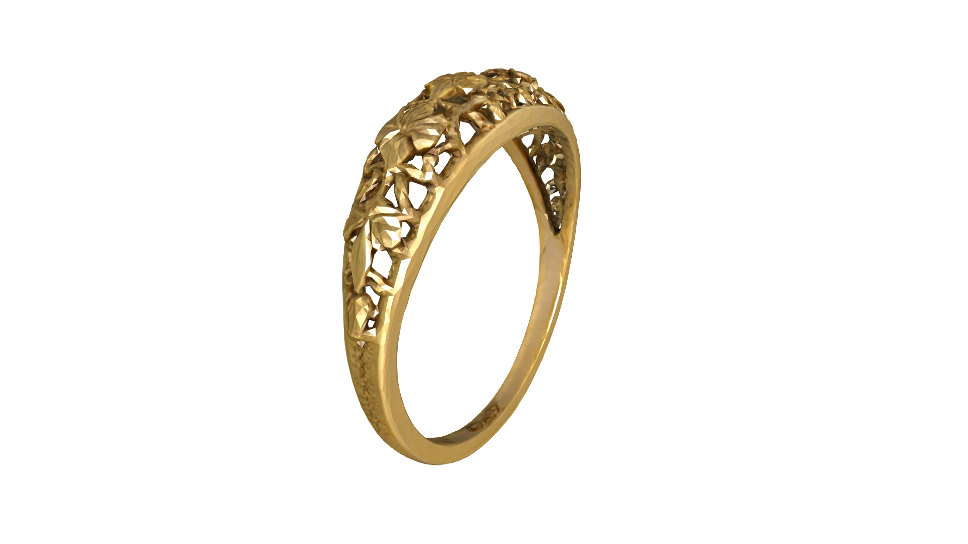 Floral ring 3D print model_3