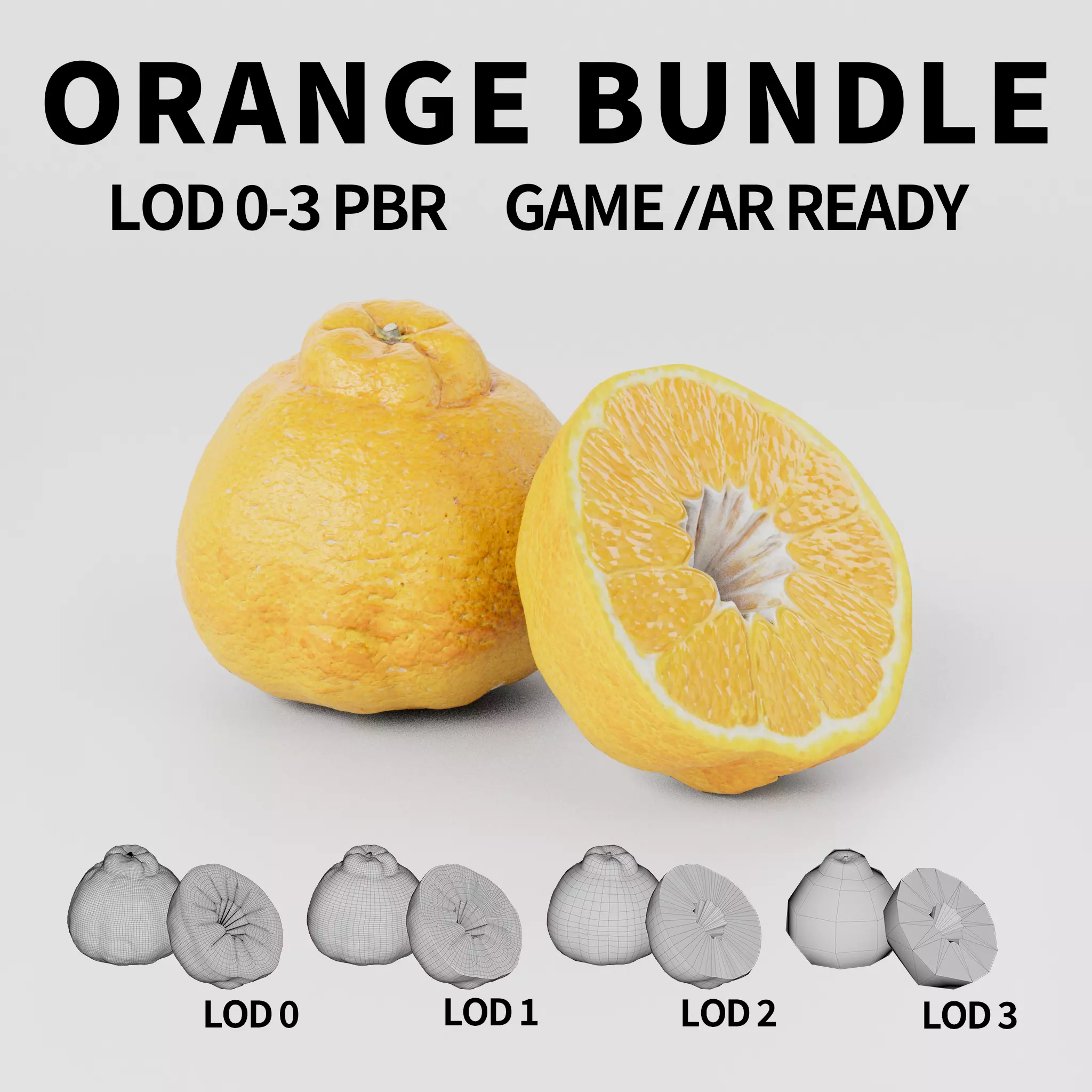 Orange 3D model Bundle Pack Low-poly 3D model_0
