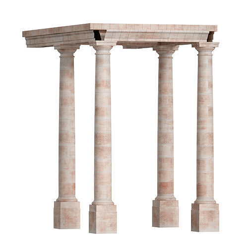 Classic Stone Column Stone Columns Corridor with Columns 3D model