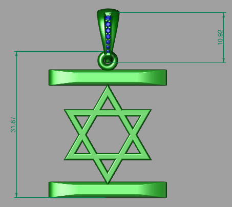 Israel Flag Pendant 3D print model_14