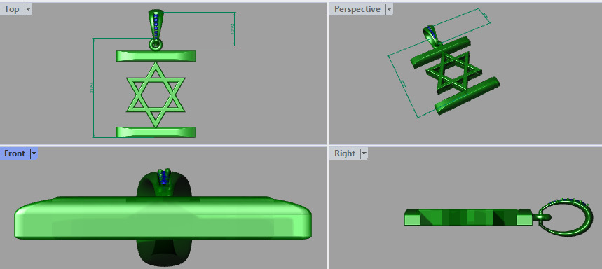 Israel Flag Pendant 3D print model_15