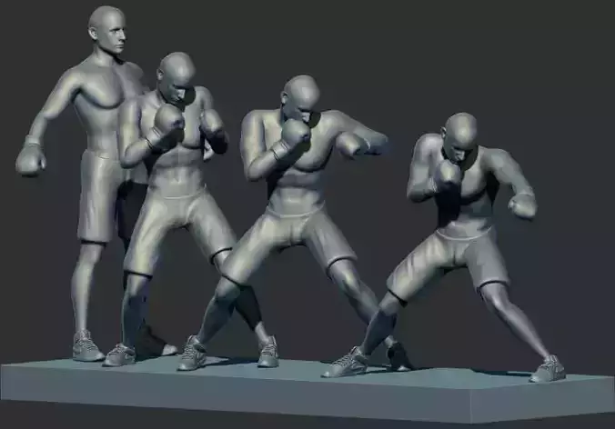 boxing boxer fighter 3d printable model stl multi poses