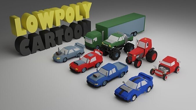 Low Poly Cartoon Vehicle Pack Low-poly 3D model