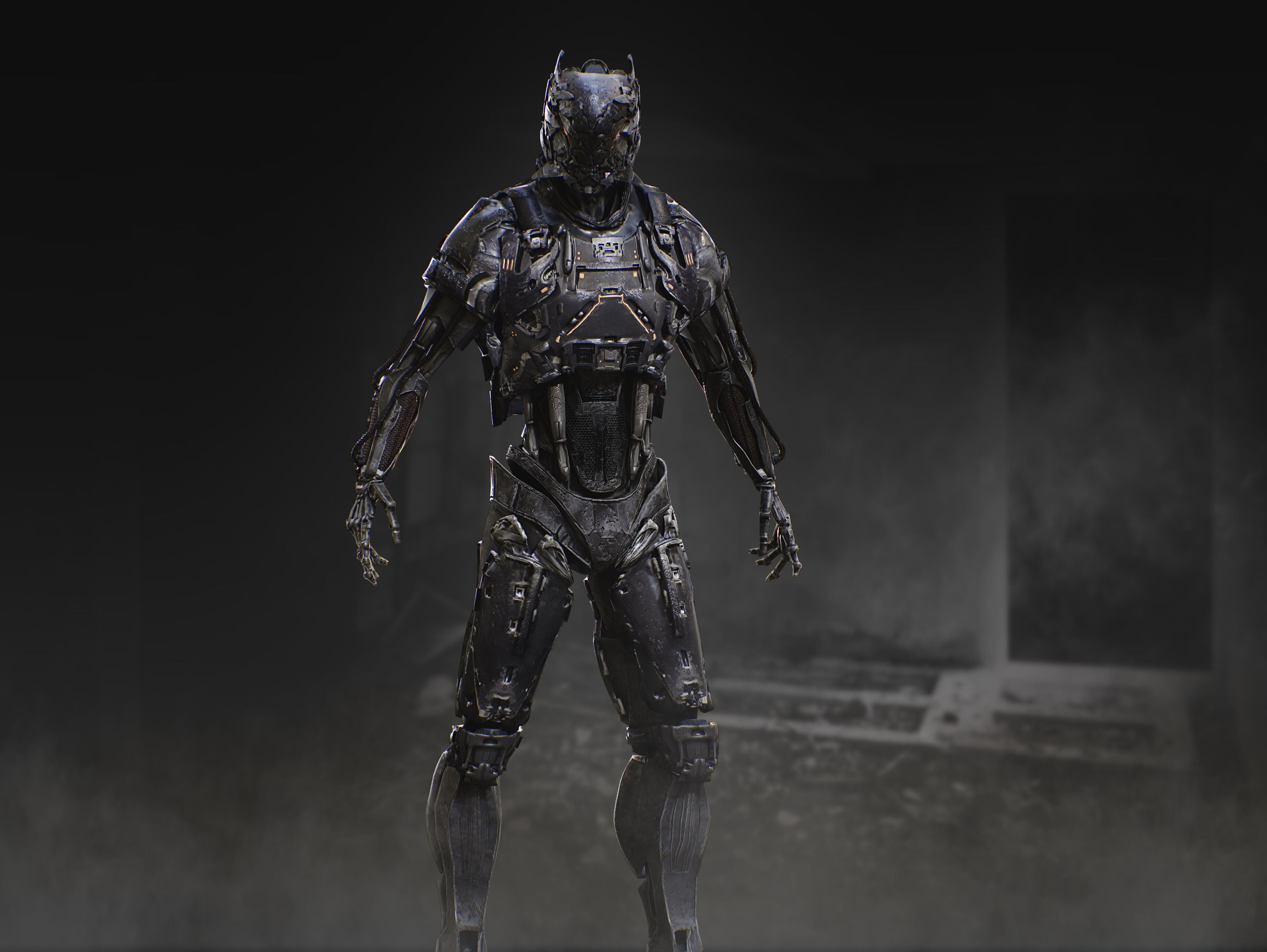 Sci Fi Destroyer Hunter Low-poly 3D model_2