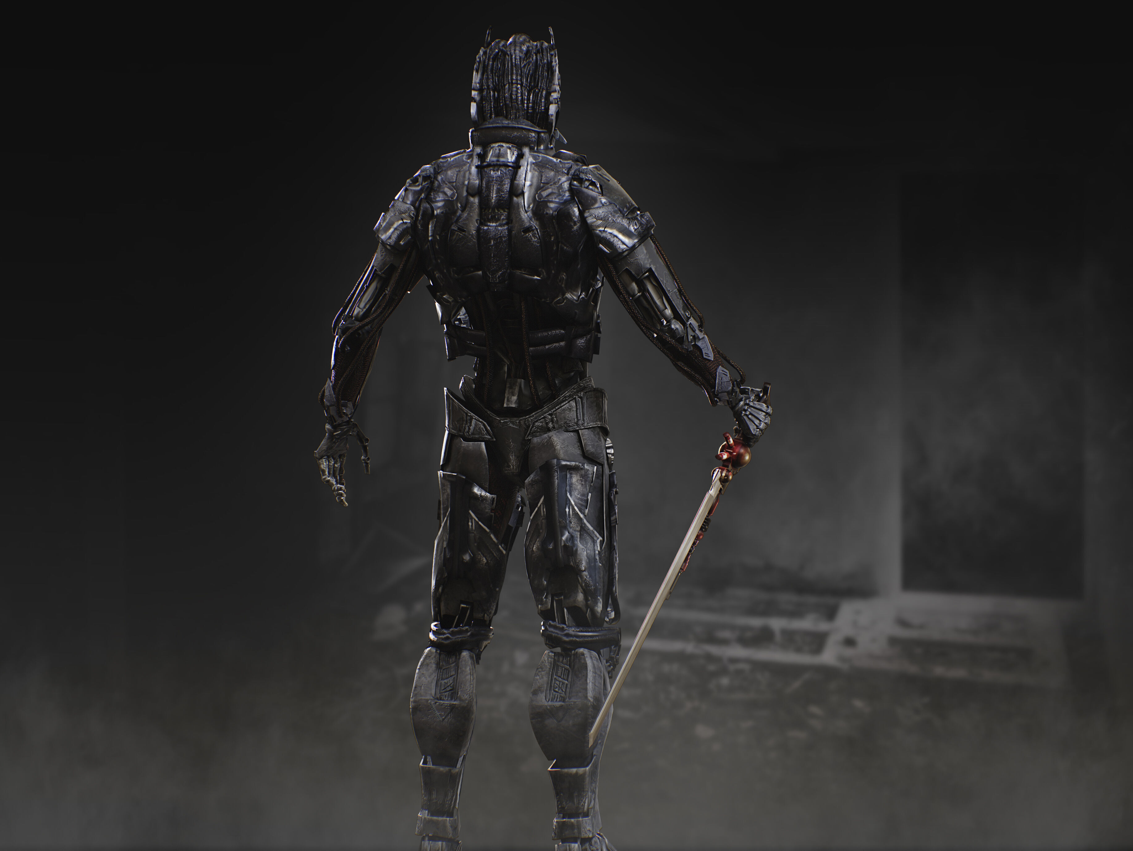 Sci Fi Destroyer Hunter Low-poly 3D model_7