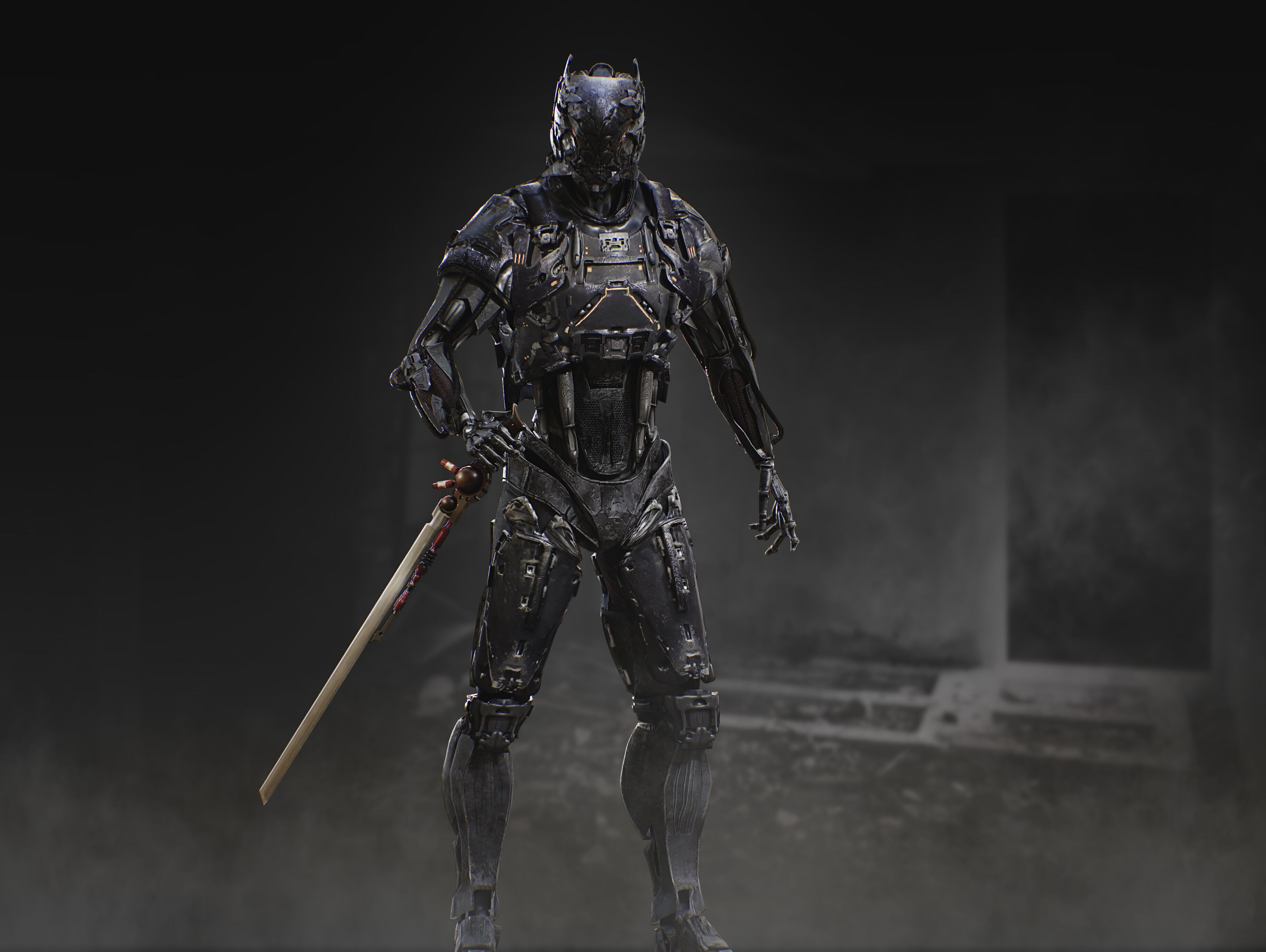 Sci Fi Destroyer Hunter Low-poly 3D model_8