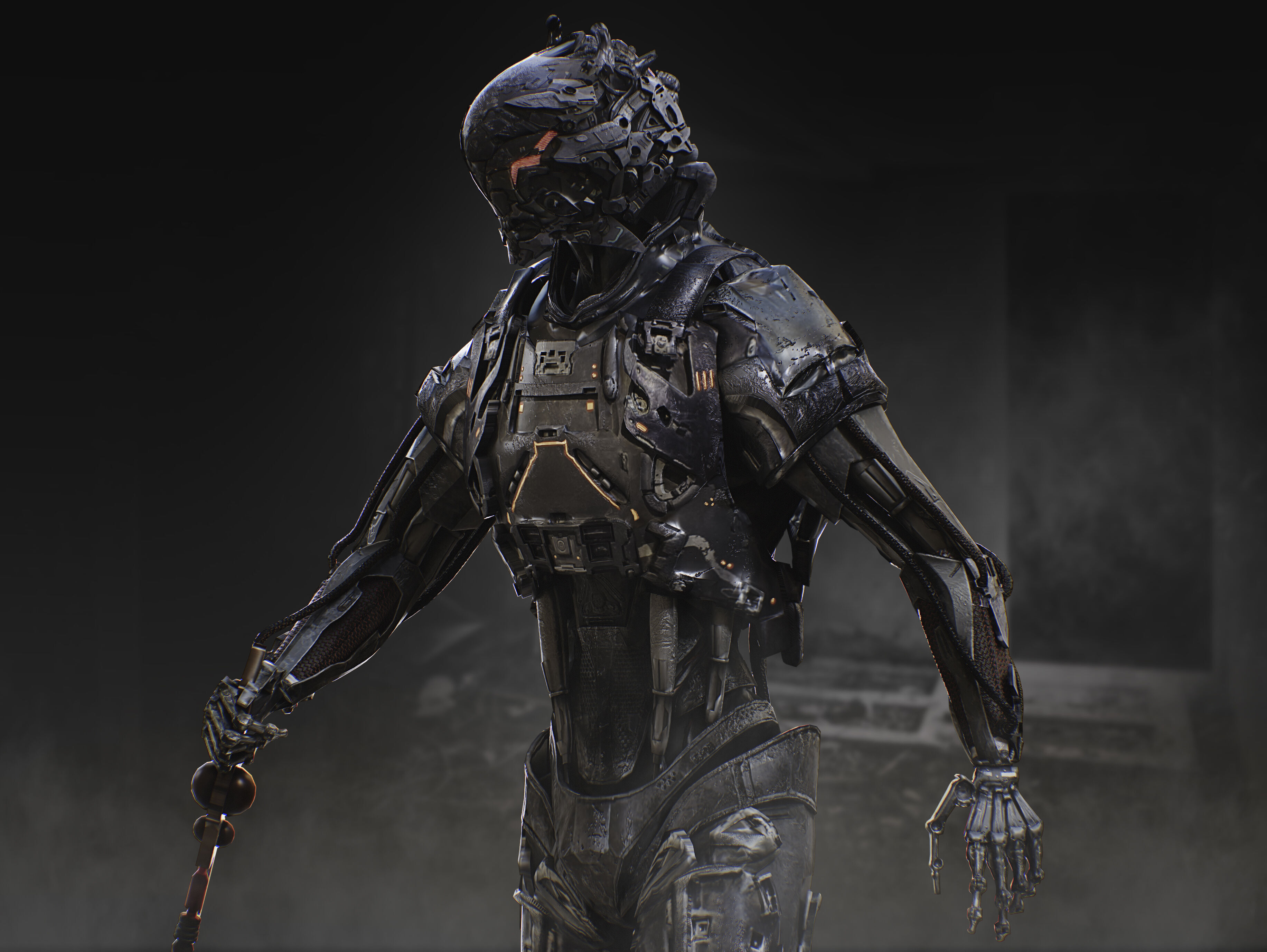 Sci Fi Destroyer Hunter Low-poly 3D model_6