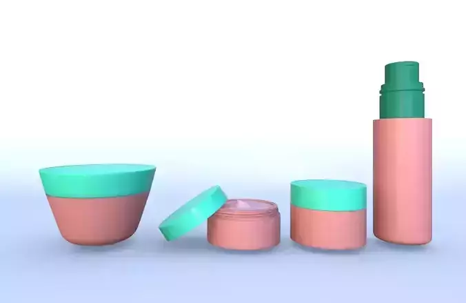 Face Care Set 3D Mockup  Realistic Cosmetic Collection