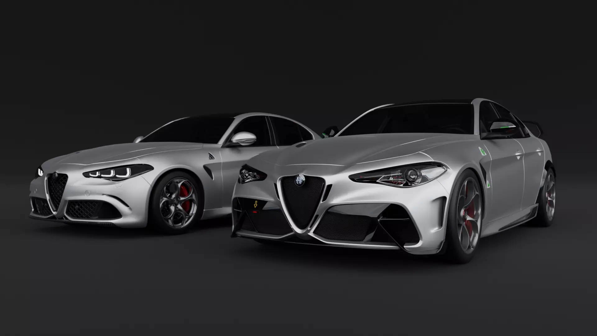 Alfa Romeo Giulia quadrifoglio 2024 and 2021 Giulia GTAm 3D model