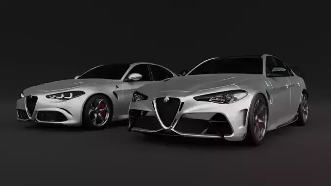 Alfa Romeo Giulia quadrifoglio 2024 and 2021 Giulia GTAm 3D model