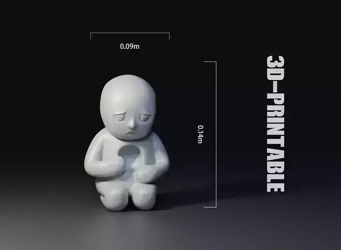minimal sad miniature statue sitting