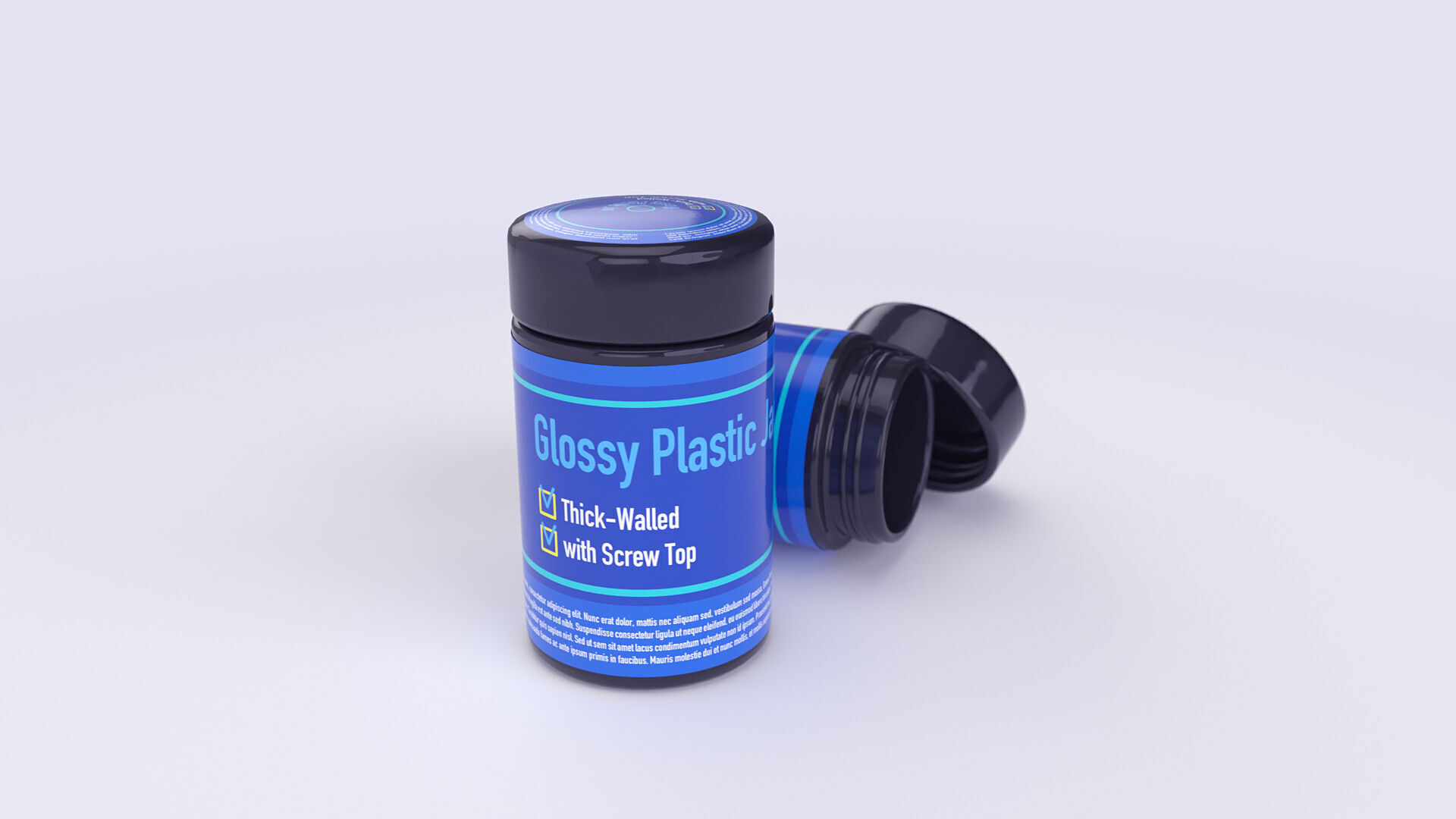 Glossy Plastic Jar with Screw Top 3D model_2