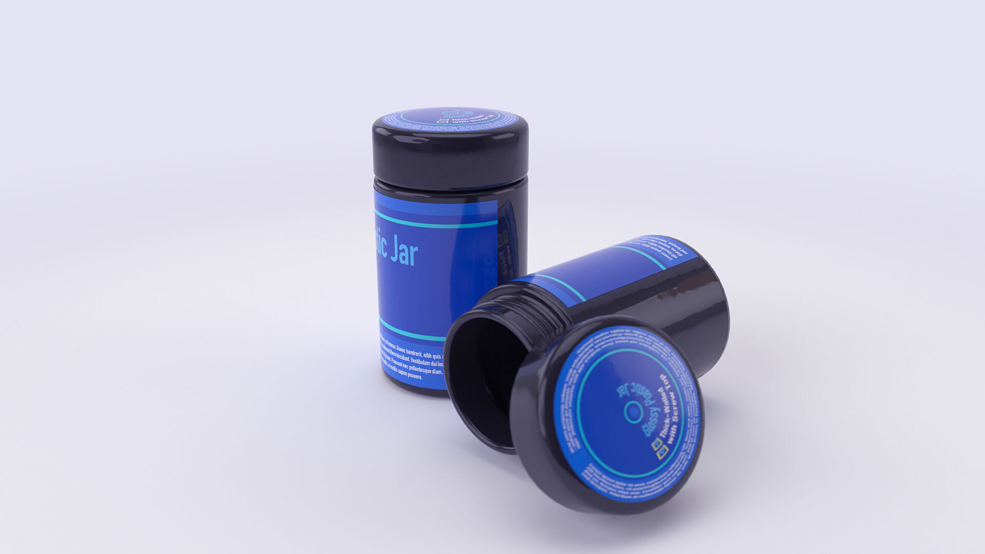 Glossy Plastic Jar with Screw Top 3D model_3