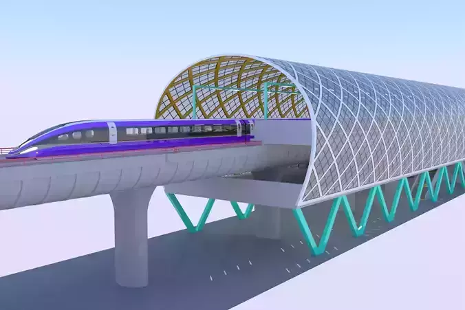 Elevated maglev station