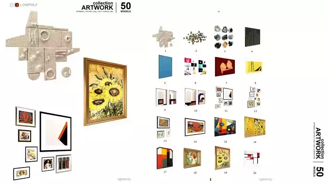 Artworks Pack - 50 Models Low-poly 3D model