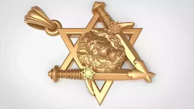 Star of David Lion Judah Pendant Necklace star Jewish Jewelry