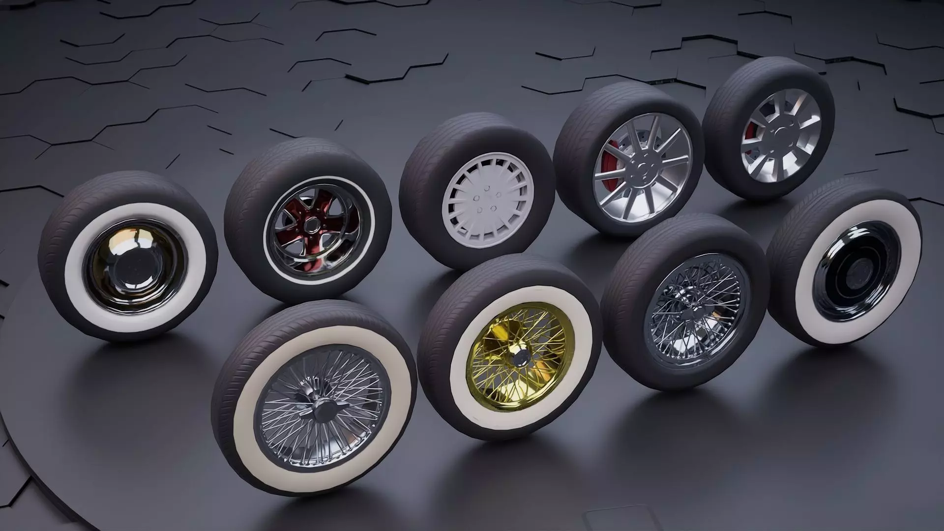 Car wheel pack 3D model_0