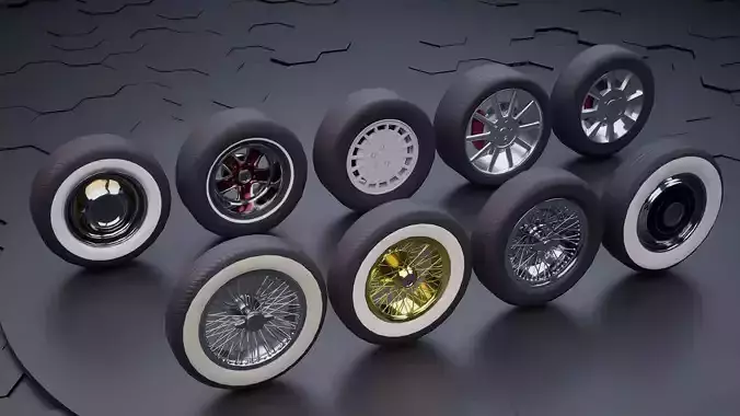 Car wheel pack 3D model