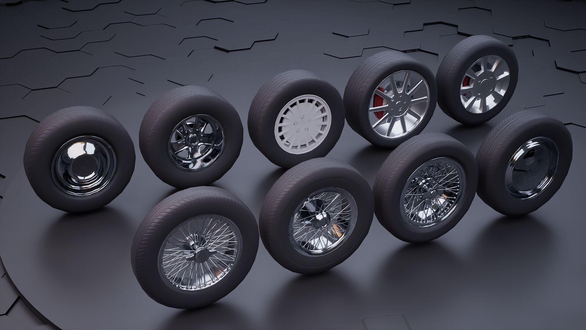 Car wheel pack 3D model_1