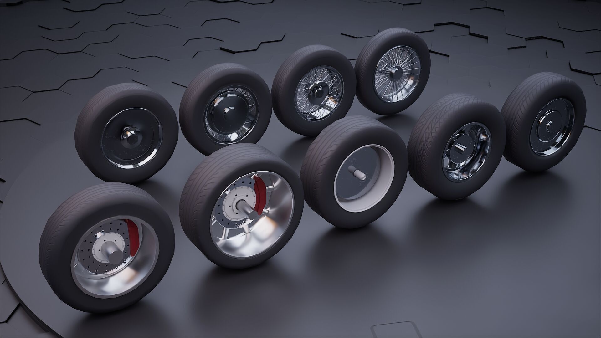 Car wheel pack 3D model_3
