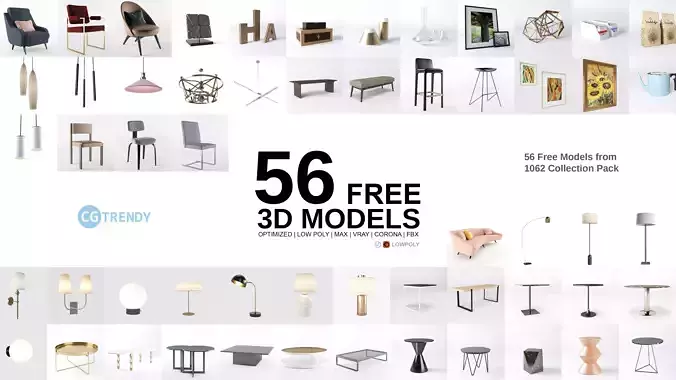 Free Pack - 56 Models Free low-poly 3D model