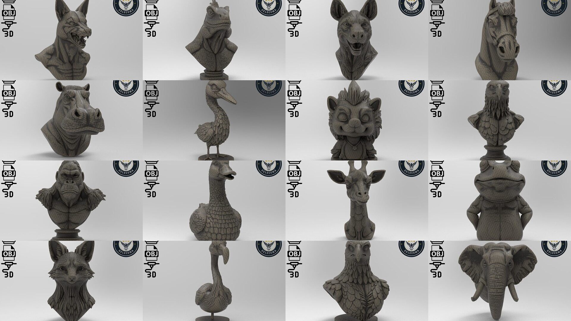 Animal 3D Printing Mega Pack - 92 Different Animal Stl Obj 3D Model Collection_5