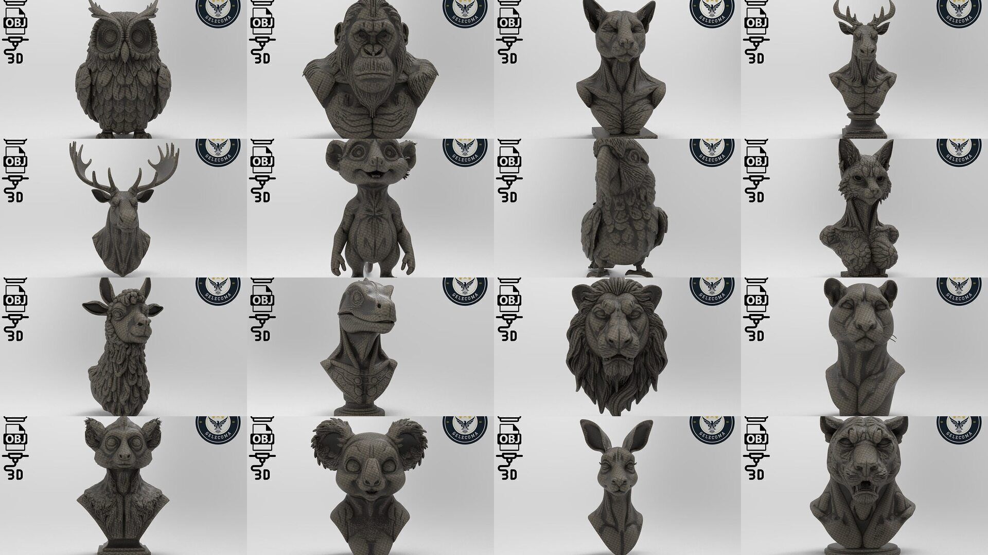 Animal 3D Printing Mega Pack - 92 Different Animal Stl Obj 3D Model Collection_3