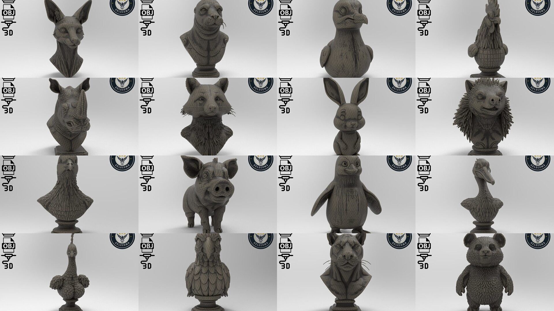 Animal 3D Printing Mega Pack - 92 Different Animal Stl Obj 3D Model Collection_1