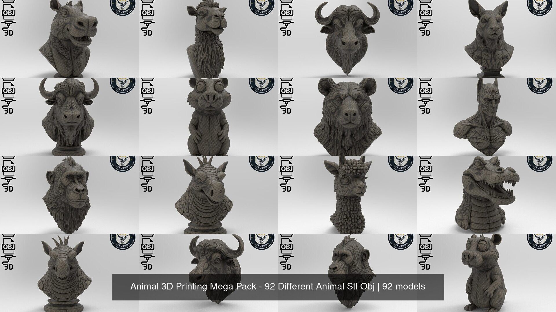 Animal 3D Printing Mega Pack - 92 Different Animal Stl Obj 3D Model Collection_10