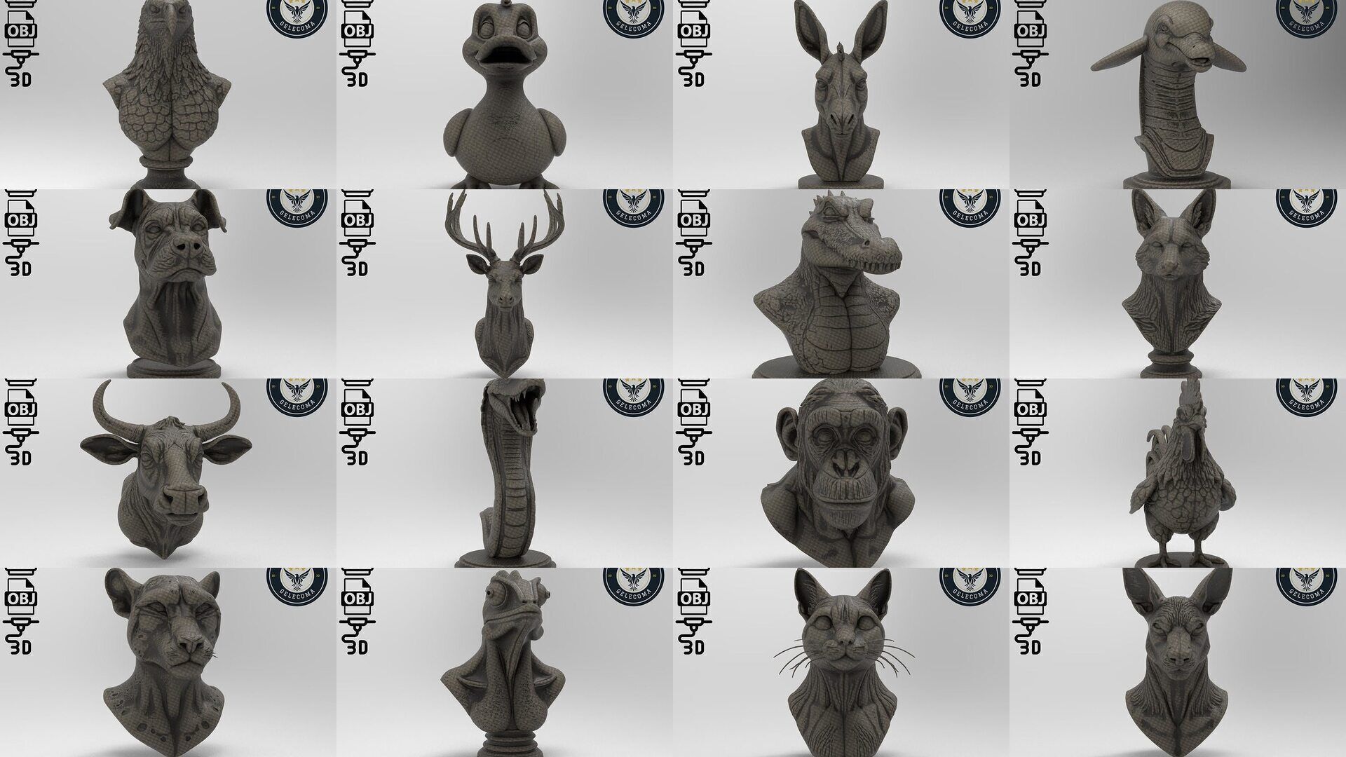 Animal 3D Printing Mega Pack - 92 Different Animal Stl Obj 3D Model Collection_7