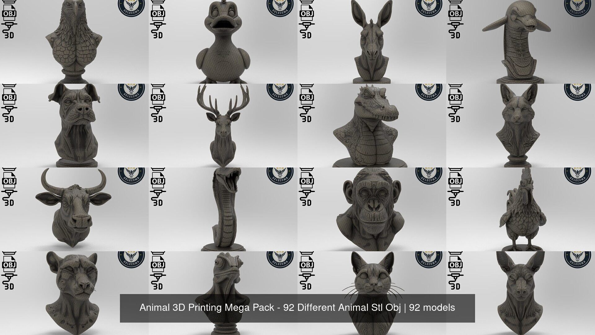 Animal 3D Printing Mega Pack - 92 Different Animal Stl Obj 3D Model Collection_8