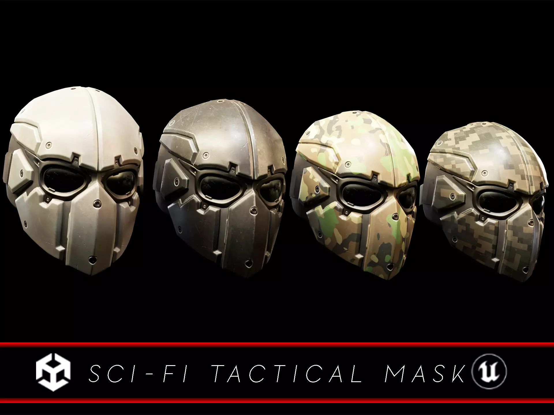 Sci-Fi Tactical Mask - 11 Colors Low-poly 3D model_0
